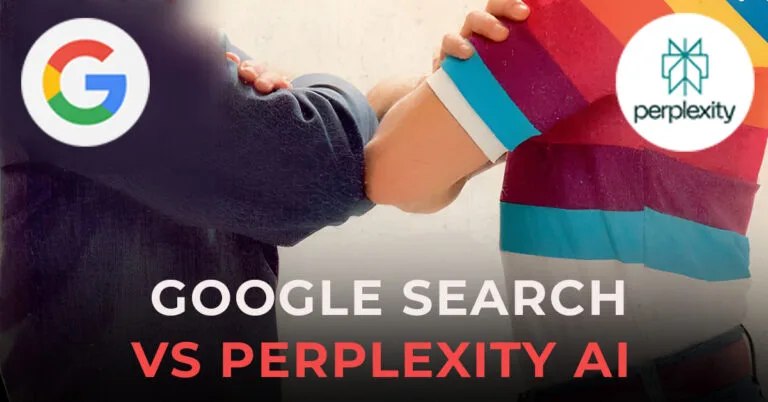 Foto de duelo entre o Google search versus Perplexity